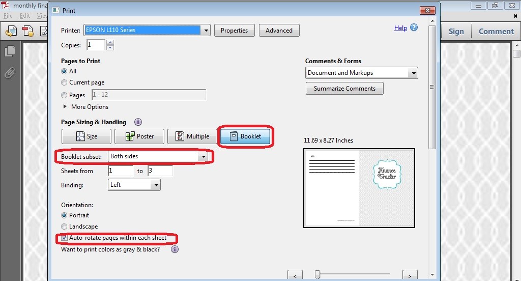 how to print - financial tracker - lovettejam